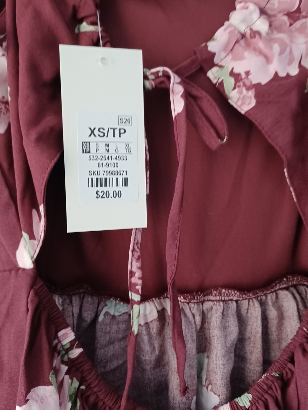 Urban Planet Maroon Floral Tiered Midi Dress - Picture 2 of 3
